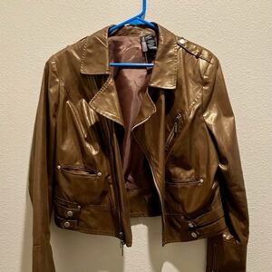 Bisou Bisou Shimmering Bronze Leather Jacket